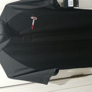 Men's Medium Size Nike Dry Fit Polo button up Shirt Twotone Black Grey Sleeves